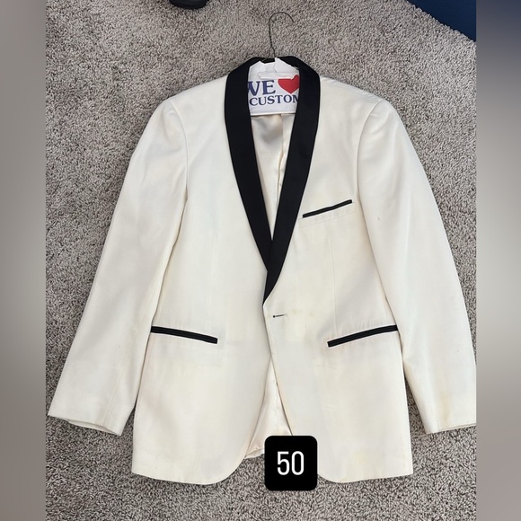 Custom White and Black Men's Blazer - Picture 1 of 1